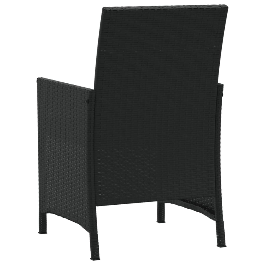 3-Delige Bistroset Met Kussens Poly Rattan Zwart
