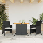 3-Delige Bistroset Met Kussens Poly Rattan Zwart