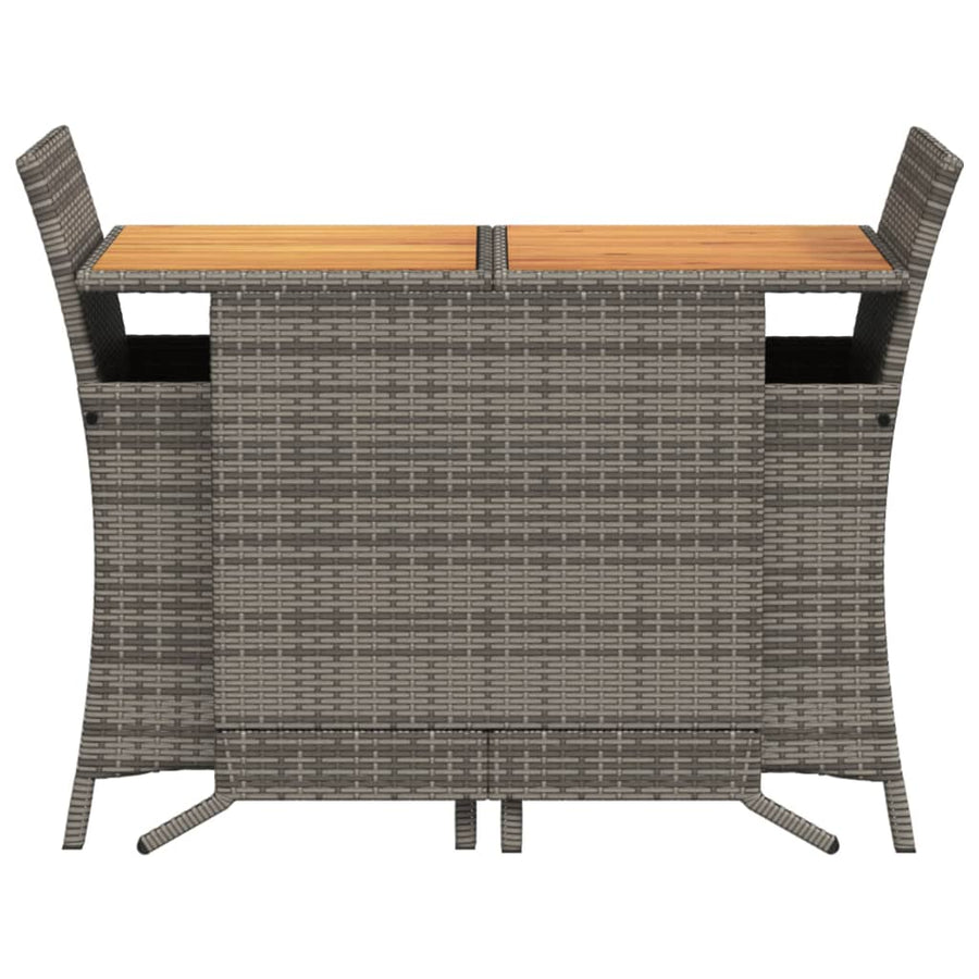 3-Delige Bistroset Met Kussens Poly Rattan Grijs