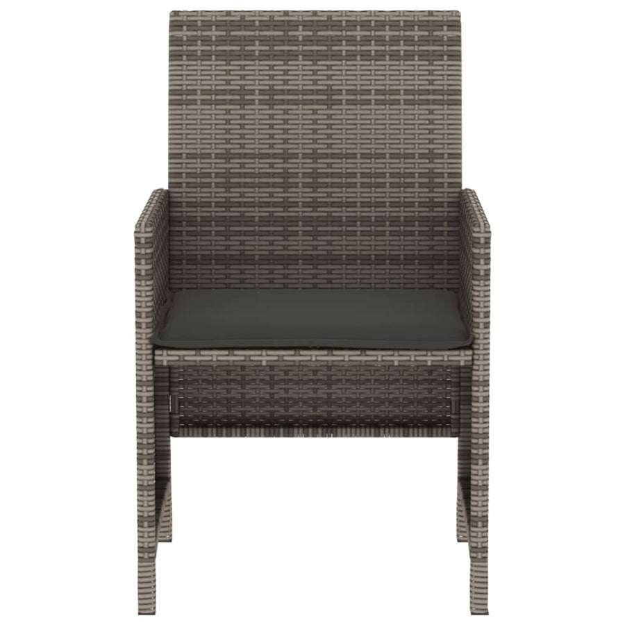 3-Delige Bistroset Met Kussens Poly Rattan Grijs