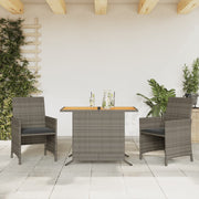 Bistroset 3-delig poly rattan grijs met kussens