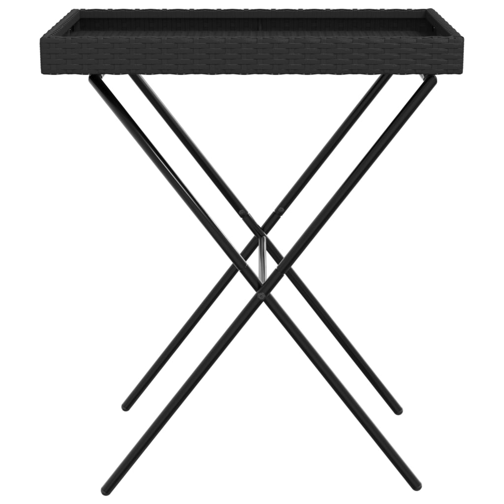 Dienbladtafel inklapbaar 65x40x75 cm poly rattan Zwart