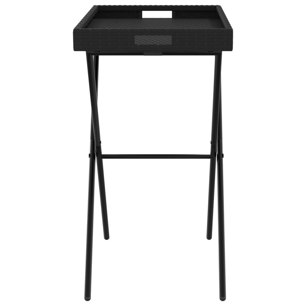 Dienbladtafel inklapbaar 65x40x75 cm poly rattan Zwart