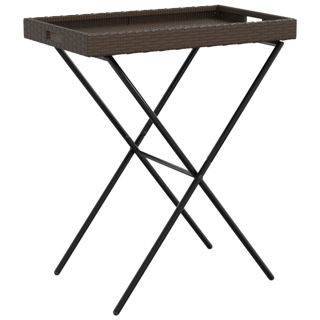 Dienbladtafel Inklapbaar 65X40X75 Cm Poly Rattan Bruin