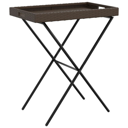 Dienbladtafel Inklapbaar 65X40X75 Cm Poly Rattan Bruin