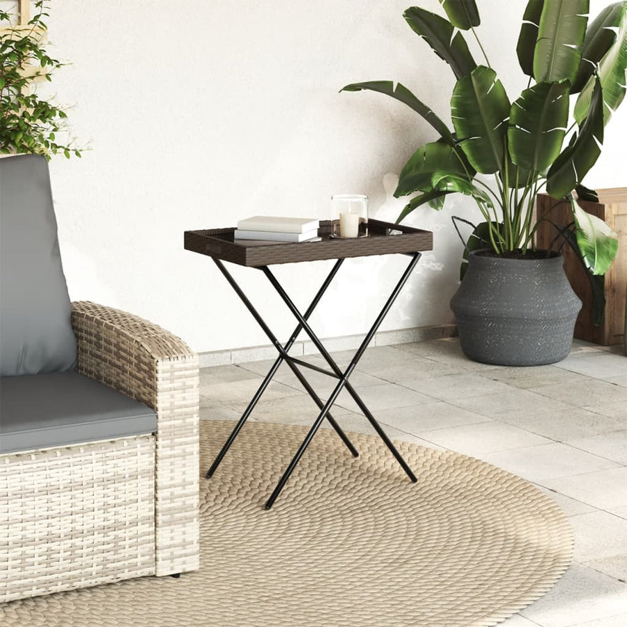 Dienbladtafel Inklapbaar 65X40X75 Cm Poly Rattan Bruin