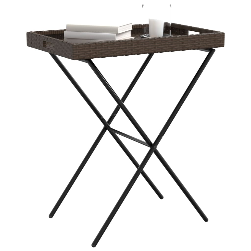 Dienbladtafel Inklapbaar 65X40X75 Cm Poly Rattan Bruin