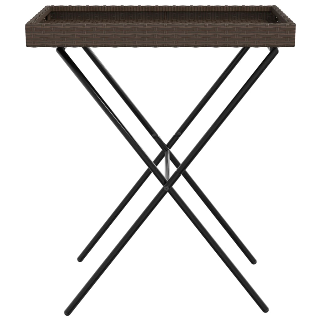 Dienbladtafel Inklapbaar 65X40X75 Cm Poly Rattan Bruin