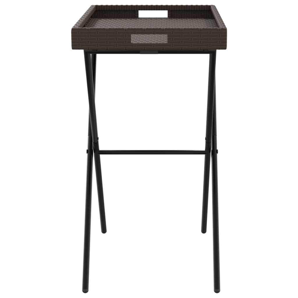 Dienbladtafel Inklapbaar 65X40X75 Cm Poly Rattan Bruin