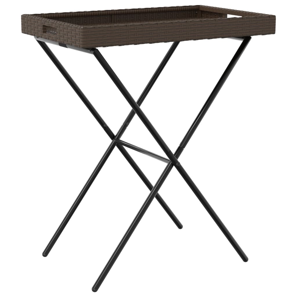 Dienbladtafel Inklapbaar 65X40X75 Cm Poly Rattan Bruin
