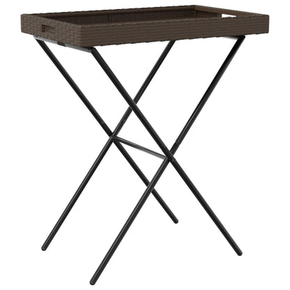 Dienbladtafel Inklapbaar 65X40X75 Cm Poly Rattan Bruin