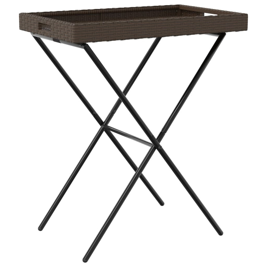Dienbladtafel Inklapbaar 65X40X75 Cm Poly Rattan Bruin