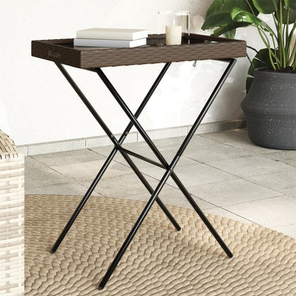 Dienbladtafel Inklapbaar 65X40X75 Cm Poly Rattan Bruin
