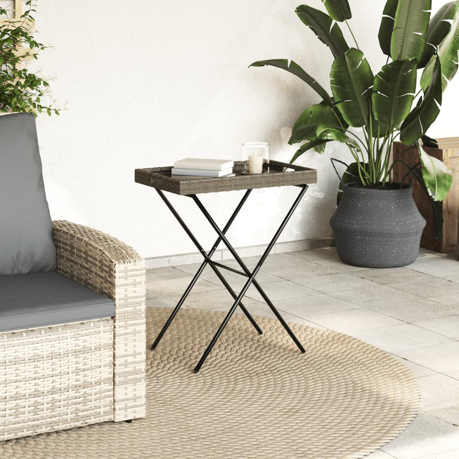 Dienbladtafel inklapbaar 65x40x75 cm poly rattan Grijs