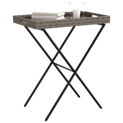Dienbladtafel inklapbaar 65x40x75 cm poly rattan Grijs