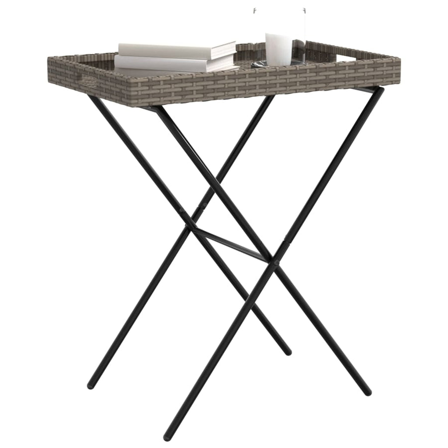 Dienbladtafel inklapbaar 65x40x75 cm poly rattan Grijs