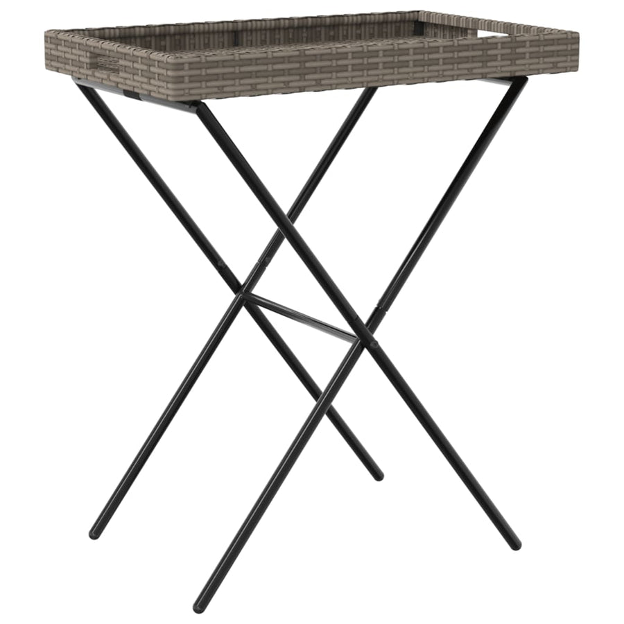 Dienbladtafel inklapbaar 65x40x75 cm poly rattan Grijs