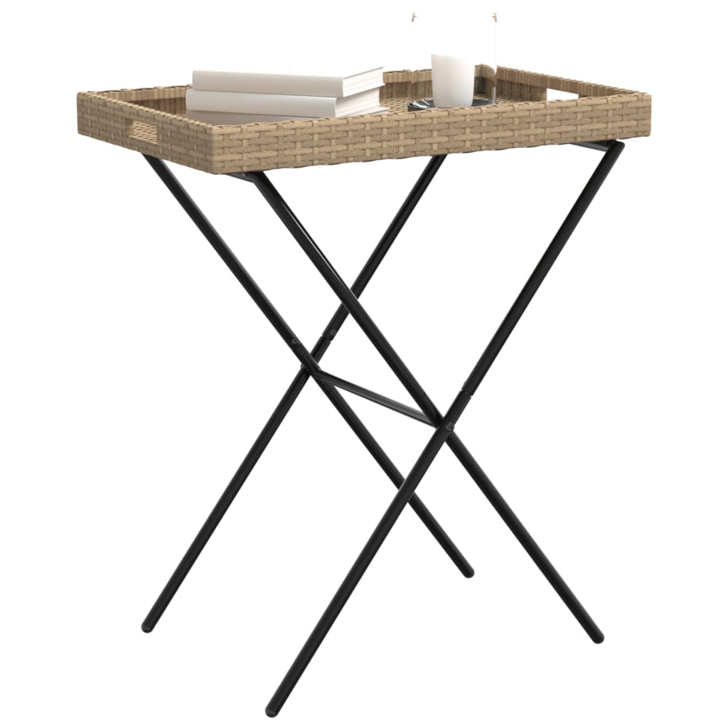 Dienbladtafel inklapbaar 65x40x75 cm poly rattan Beige