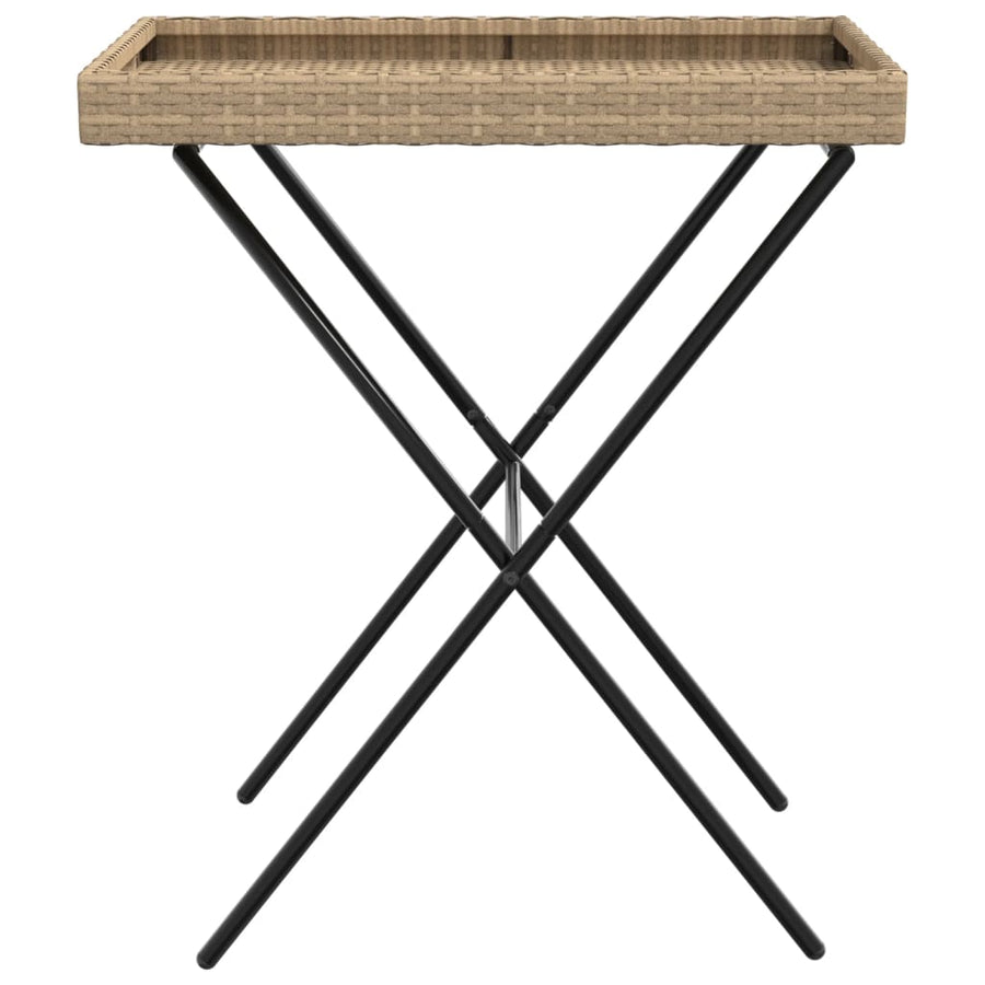 Dienbladtafel inklapbaar 65x40x75 cm poly rattan Beige