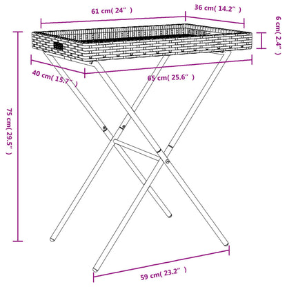 Dienbladtafel inklapbaar 65x40x75 cm poly rattan Beige