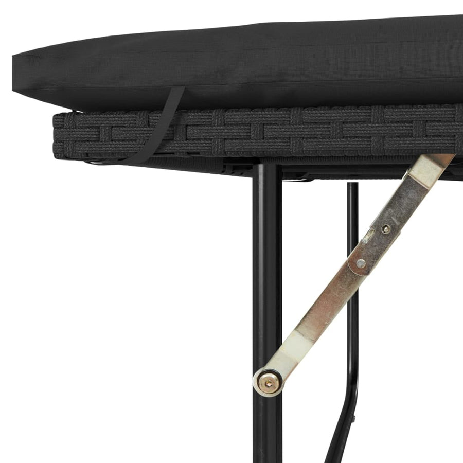 Tuinbank 2-Zits Met Kussens Poly Zwart Rattan