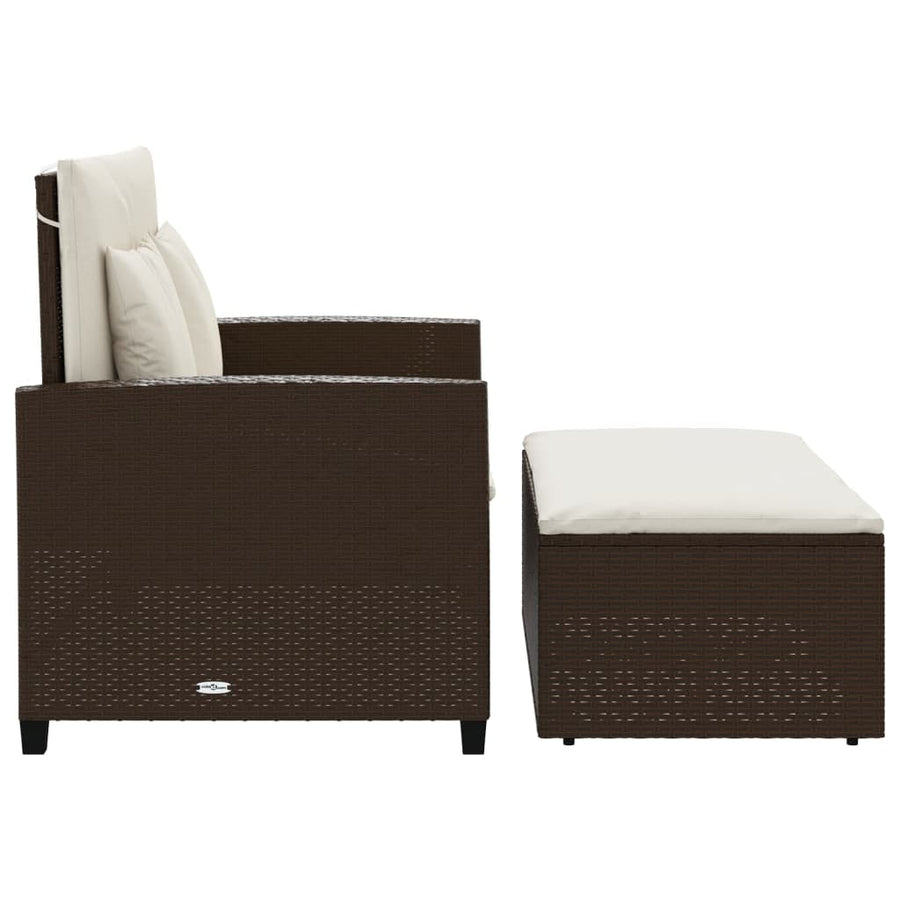 Tuinbank 2-Zits Met Kussens Poly Bruin en crème Rattan