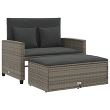 Tuinbank 2-Zits Met Kussens Poly Grijs Rattan