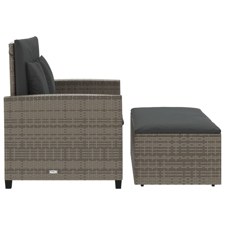 Tuinbank 2-Zits Met Kussens Poly Grijs Rattan