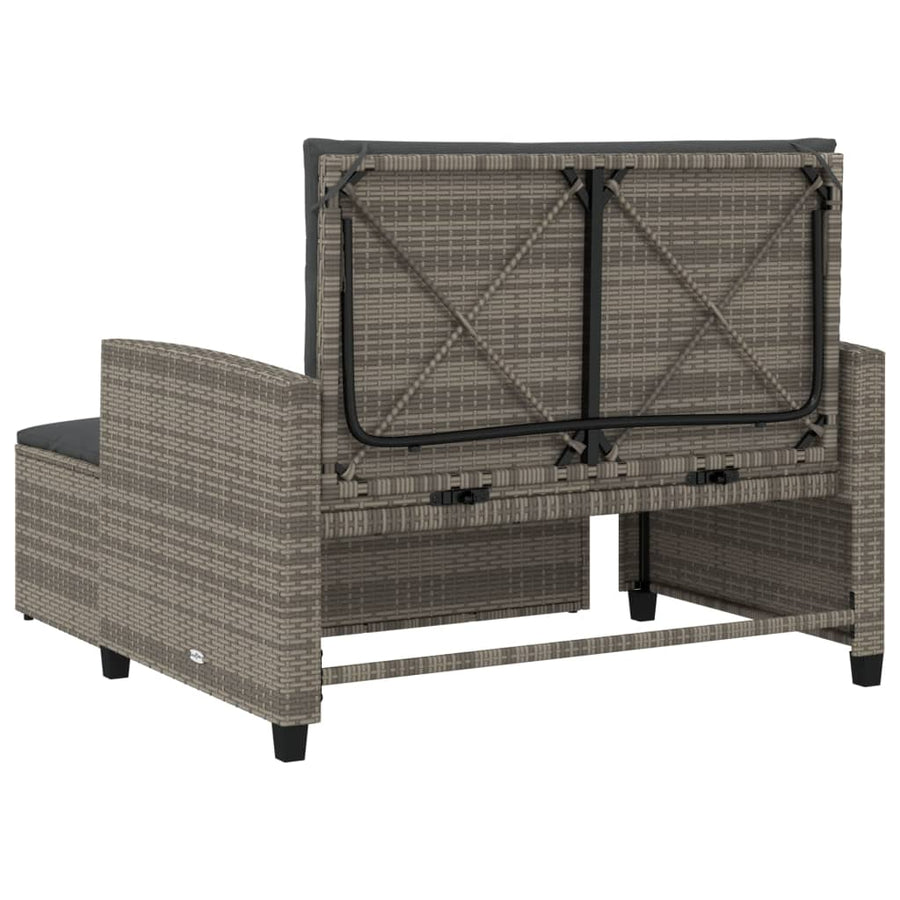 Tuinbank 2-Zits Met Kussens Poly Grijs Rattan