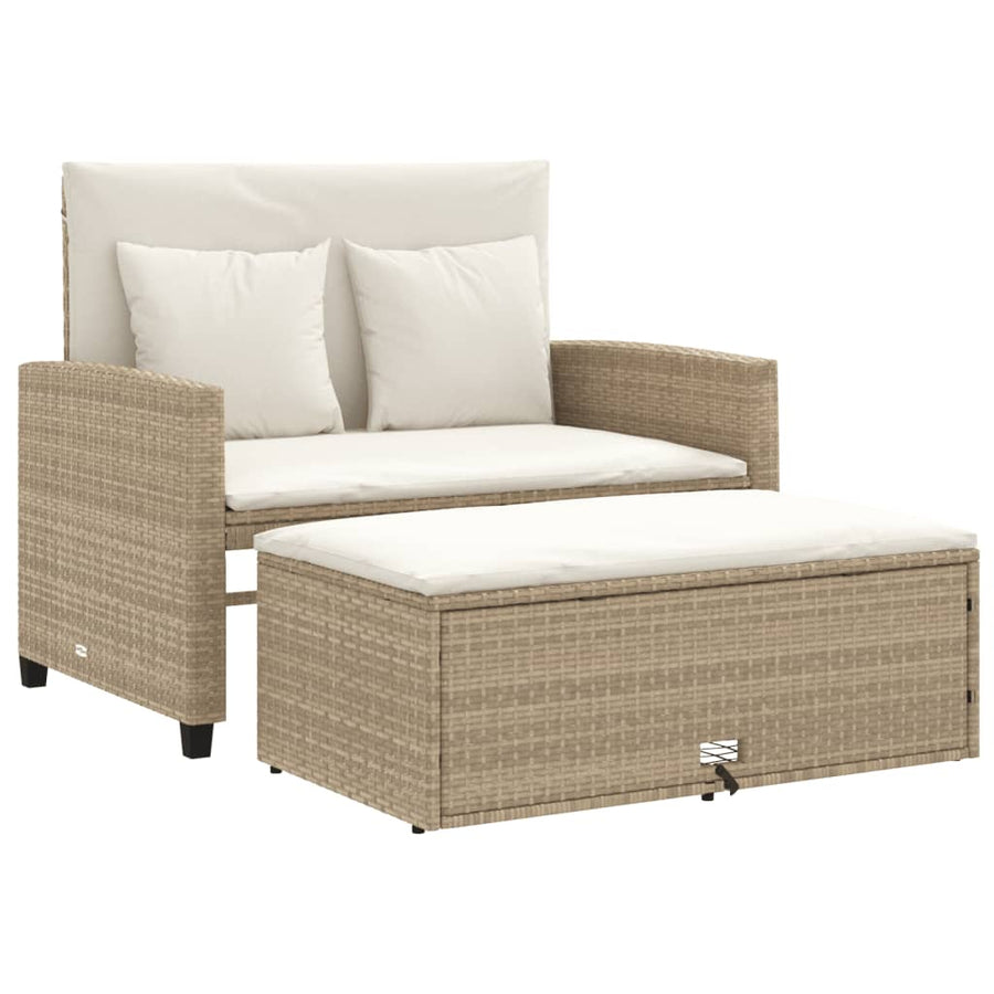 Tuinbank 2-Zits Met Kussens Poly Beige beige and cream Rattan