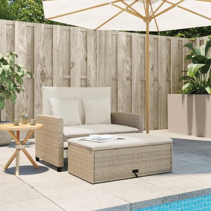 Tuinbank 2-Zits Met Kussens Poly Beige beige and cream Rattan