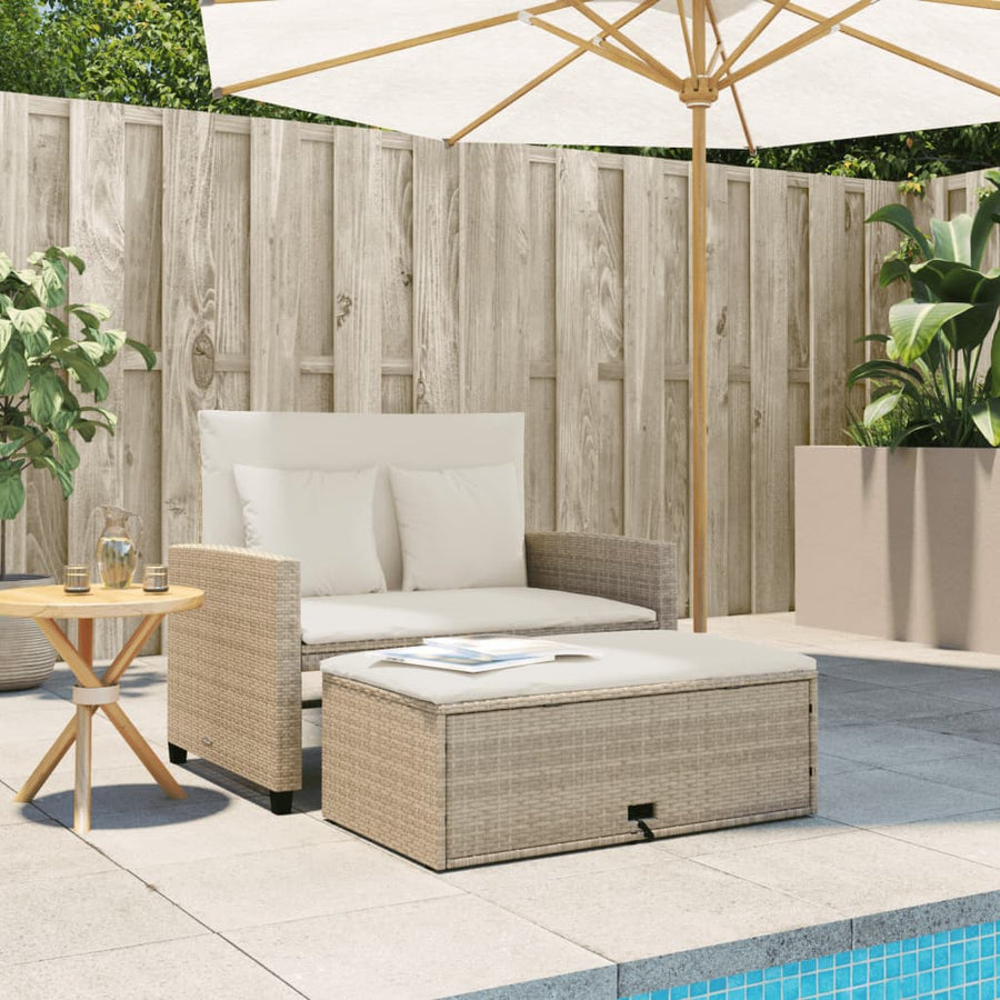 Tuinbank 2-Zits Met Kussens Poly Beige beige and cream Rattan
