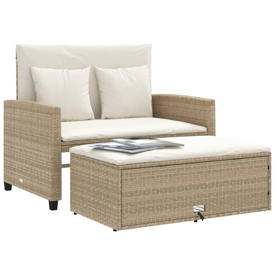 Tuinbank 2-Zits Met Kussens Poly Beige beige and cream Rattan