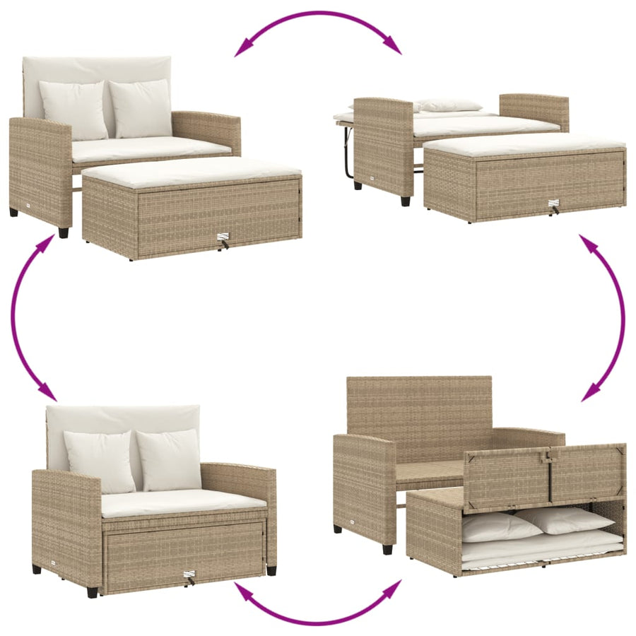 Tuinbank 2-Zits Met Kussens Poly Beige beige and cream Rattan