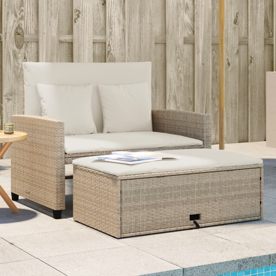 Tuinbank 2-Zits Met Kussens Poly Beige beige and cream Rattan