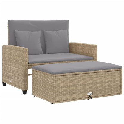 Tuinbank 2-Zits Met Kussens Poly Beige en grijs Rattan