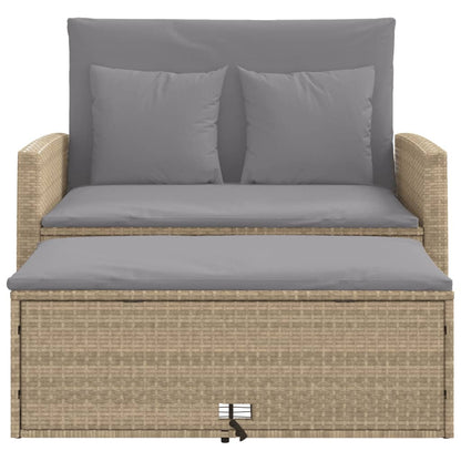 Tuinbank 2-Zits Met Kussens Poly Beige en grijs Rattan