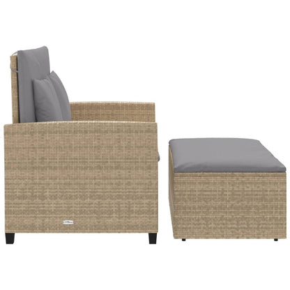Tuinbank 2-Zits Met Kussens Poly Beige en grijs Rattan