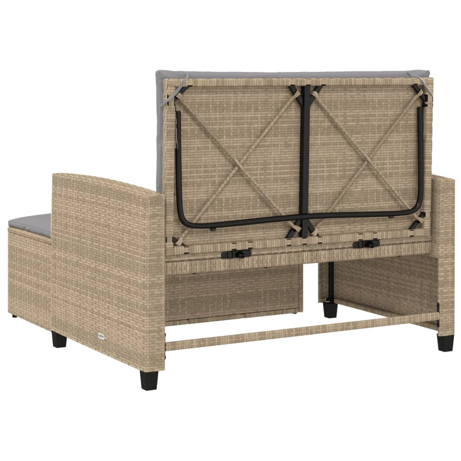 Tuinbank 2-Zits Met Kussens Poly Beige en grijs Rattan