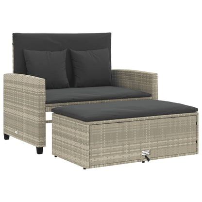 Tuinbank 2-Zits Met Kussens Poly Lichtgrijs Rattan