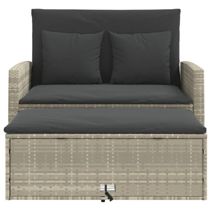 Tuinbank 2-Zits Met Kussens Poly Lichtgrijs Rattan