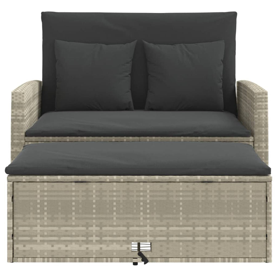 Tuinbank 2-Zits Met Kussens Poly Lichtgrijs Rattan