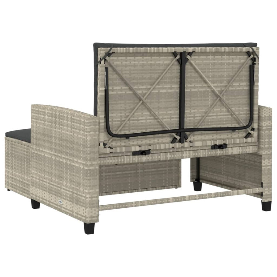 Tuinbank 2-Zits Met Kussens Poly Lichtgrijs Rattan