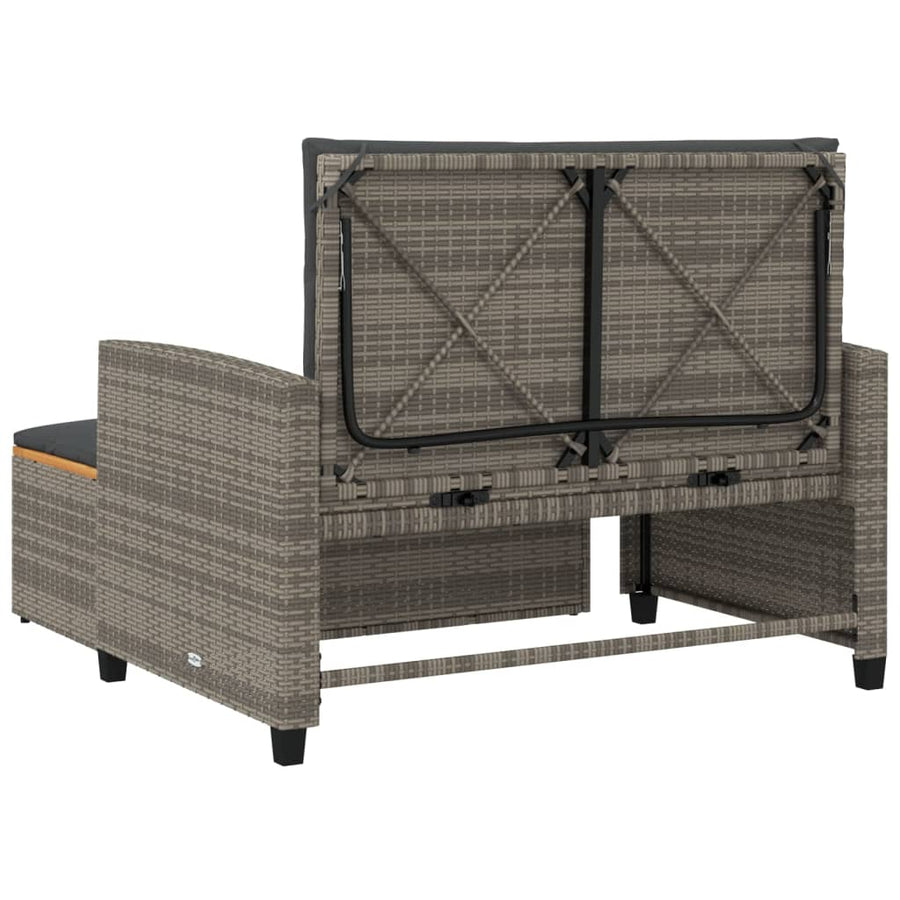 Tuinbank 2-Zits Met Kussens Poly Rattan En Acacia Grijs Hout