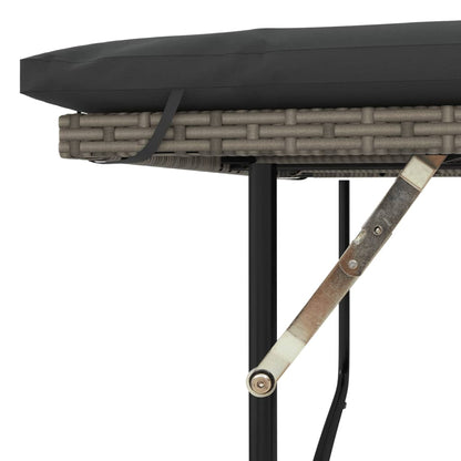 Tuinbank 2-Zits Met Kussens Poly Rattan En Acacia Grijs Hout