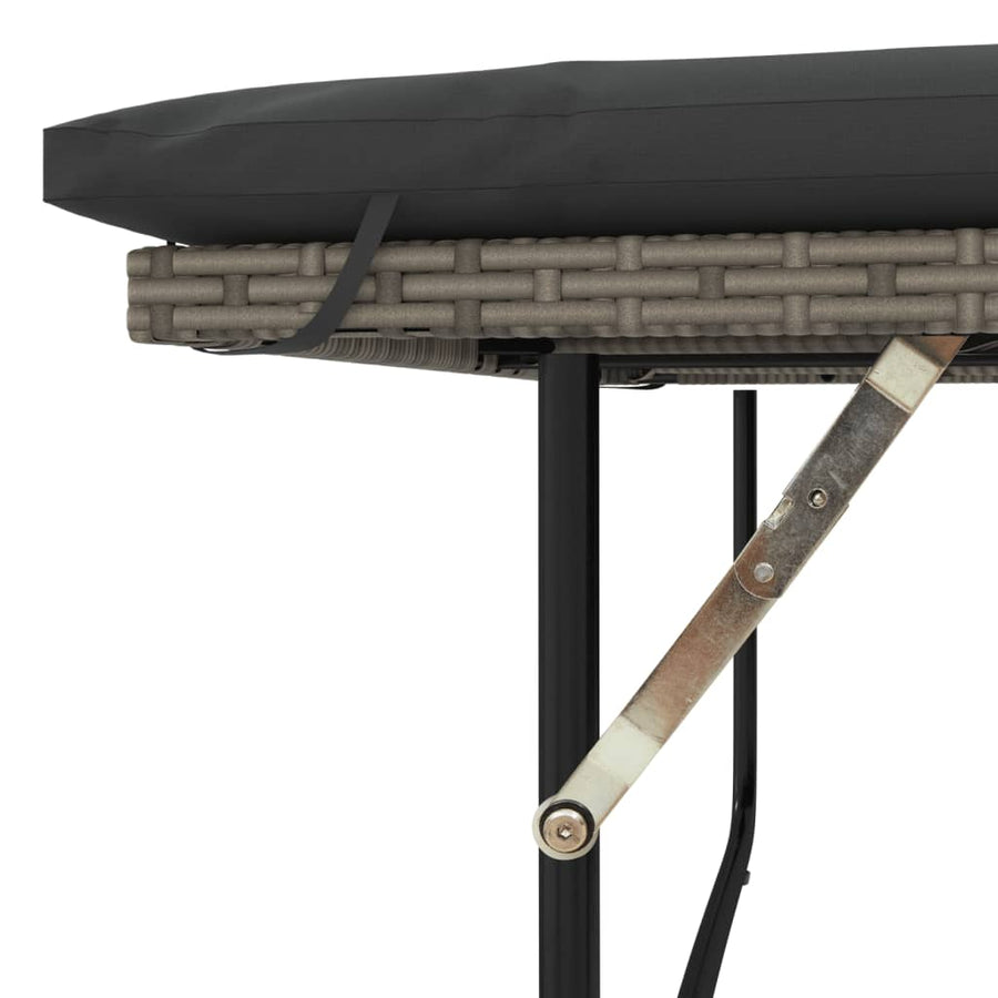 Tuinbank 2-Zits Met Kussens Poly Rattan En Acacia Grijs Hout