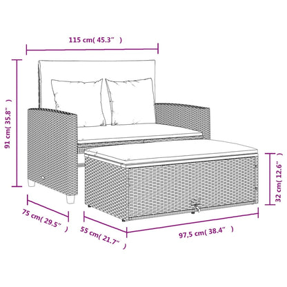 Tuinbank 2-Zits Met Kussens Poly Rattan En Acacia Beige beige and cream Hout