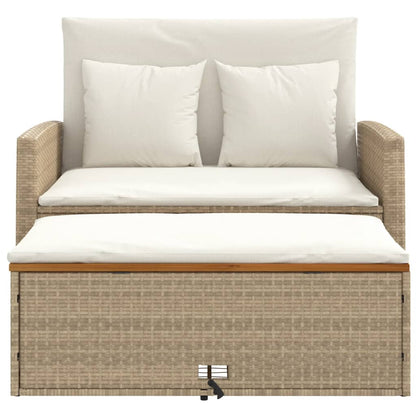 Tuinbank 2-Zits Met Kussens Poly Rattan En Acacia Beige beige and cream Hout