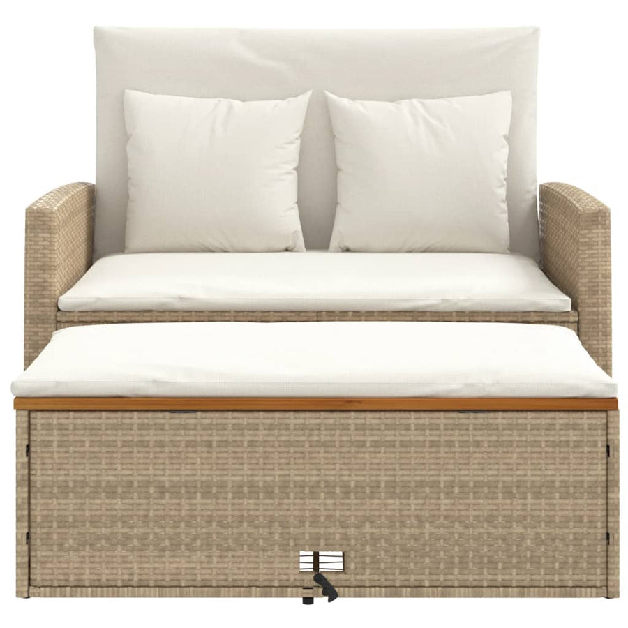 Tuinbank 2-Zits Met Kussens Poly Rattan En Acacia Beige beige and cream Hout