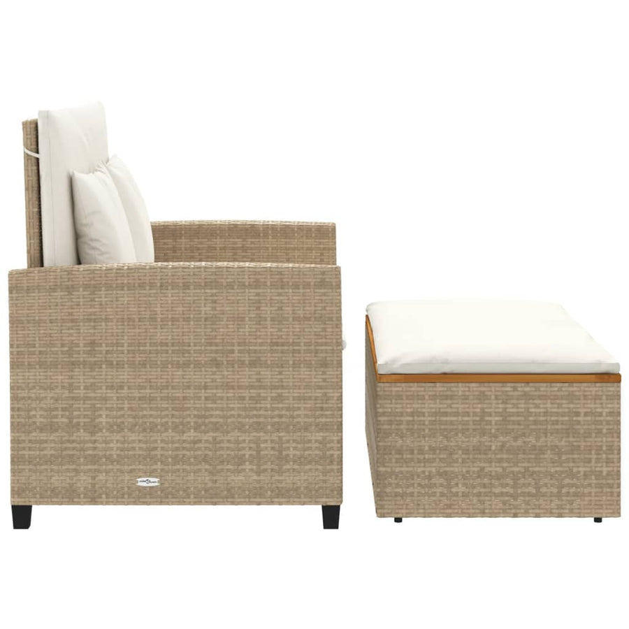 Tuinbank 2-Zits Met Kussens Poly Rattan En Acacia Beige beige and cream Hout